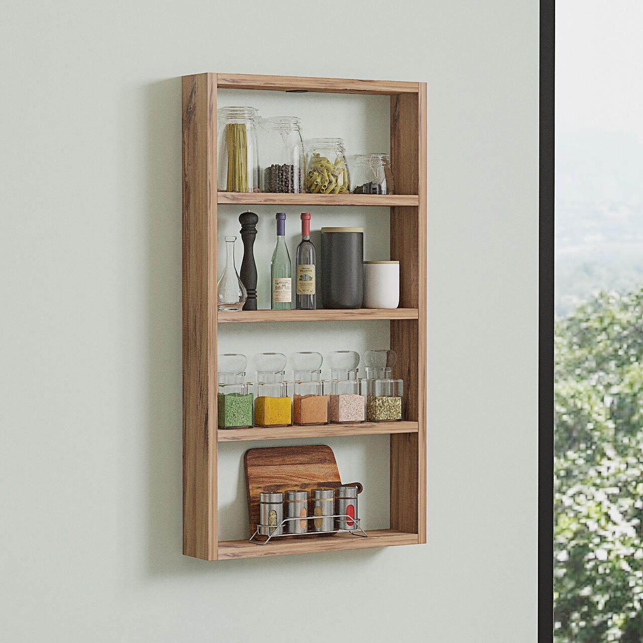 Raft de perete, Hanah Home, Quatro, 43.2x80x9 cm, Maro - imagine 6